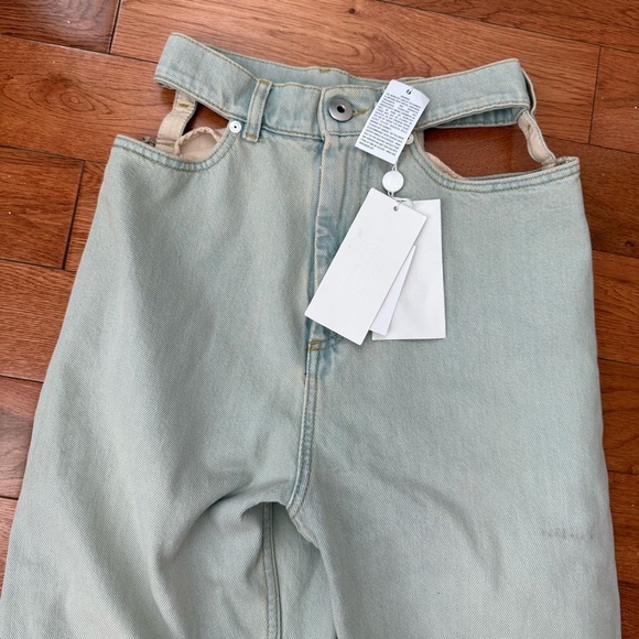 Maison Margiela Jeans Cut Out Light Blue Women's Wide-Leg Jeans Designer size 2 - Picture 6 of 11